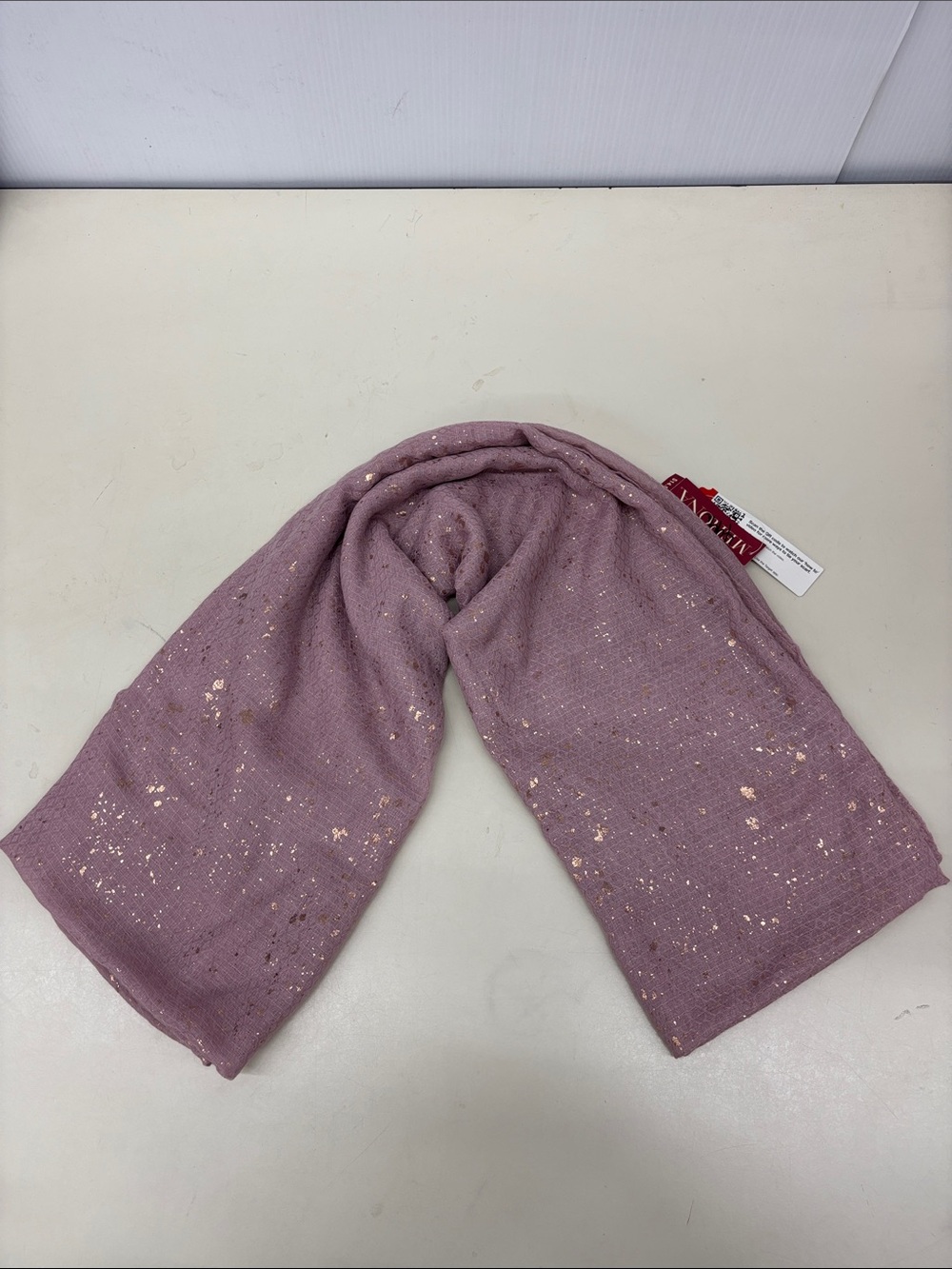 NWT Merona Rose Pink Scarf with Gold Metallic Speckles